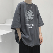 Short sleeve T-shirt men 2021 new summer Tide brand Cotton trend ins loose clothes harbor wind Leisure half sleeve