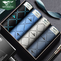 Seven Wolves Mens Underwear Pure Cotton Loose Flat Corner Pants Spring Summer Breathable Pants boxed Waist Adults Four-corner Pants Head