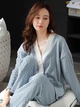 Cant reach just right Daily Gtra ~ pajamas womens autumn and winter long sleeves solid color two-piece home clothes