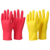 10 pairs of Korean rubber gloves latex gloves rubber gloves dishwashing gloves Red Yellow short