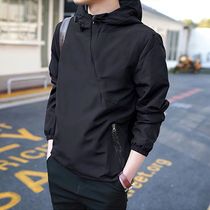Hong Kong Tide brand autumn and winter New hooded sweater mens Korean version of trend handsome pure color simple large size T-shirt top