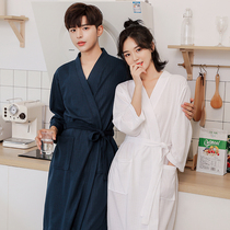Thin Bathrobe Woman Long Style Hotel Beauty Salon Sleeping Robe Mens Big Code Waffle Lovers Day Style And Ice Silk Pyjamas