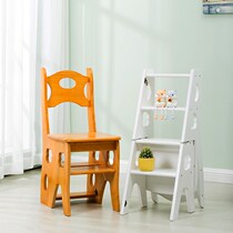 Household solid wood variable four-step chair indoor multifunctional folding ladder chair dual-purpose climbing stair dining ladder chair