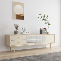 Nordic Wood TV cabinet small apartment living room floor cabinet modern simple TV cabinet Cabinet rattan lockers