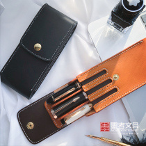 Ink-out Made in Italy Tannic Cow Leather Cramp Pen Bag Pen Bag Pen bag Pen Curtain Cashier Bag pen Box Portable containing Leather Bag minimalist pen bag Artisanal Creativity