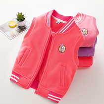 Childrens spring autumn shaking grain suede waistcoat for female baby grabbing cashmere girls spring clothing foreign air outside wearing vest sleeveless waistcoat