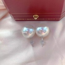 Abyssal Baobao pearl Aussie white 16mm positive round light earrings earrings pure silver large version of the earshot classic 100 hitch
