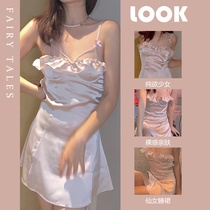 Style Pure Desire Sexy Harness Sleeping Dress Sweetness Pyjamas Womens Summer 2022 New Short Dress Home Dress Dress