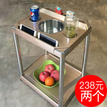 Mahjong machine tea table tea table dual-purpose household small tea rack with ashtray high-grade stainless steel chess room dedicated