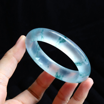 Natural ethnic style Jade a noble concubine jade bracelet ice seed Green yellow feat flower Oval custom female Myanmar