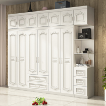  Wardrobe Modern simple economical solid wood European-style cabinet Household assembly bedroom six-door combination large wardrobe
