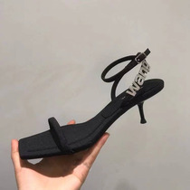 MAROLIO super high-grade~giant good wear black high heels word belt 2021 new female high-grade sandals