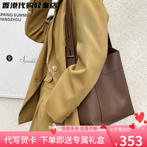 French Shop Long Burst Recommendation 2022 New Womens Bag Genuine Leather Large Capacity Bucket Bag Brief About Single Shoulder Girl Bag