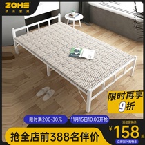 Folding bed single bed office nap simple double rental room portable household 1 2 m lunch break hard board bed