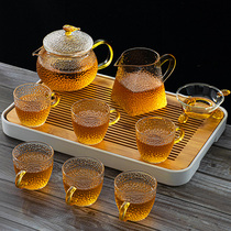 Glass tea set home Japanese kung fu black tea cup simple high temperature resistant boiled teapot small set portable tea tray