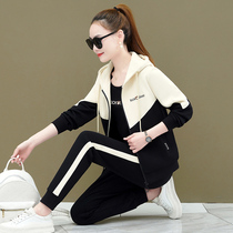 Fashion Zipper Casual Sportswear Suit Women Spring 2022 New Autumn Dress With Hooded Sweatshirt Loose Sweatshirt Three Sets