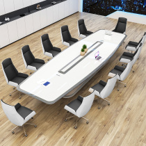 White Baking Varnish Conference Table Long Table Minimalist Modern Training Table Negotiation Table Large Office Strip Table And Chairs Combination