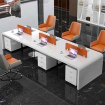 Baking Varnish Desk Chair Combination Brief modern employee position 4 6 Peoples desk office furniture
