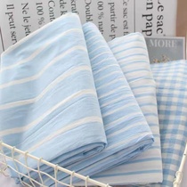 Sun-series minimalist cotton washed cotton Xiaoqing New green plaid cotton sheet quilt cover single piece Dormitory Bed Goods can be set