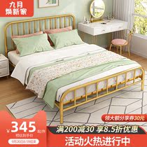 Iron bed thickened reinforcement modern simple double bed 1 5 m rental room dormitory single light luxury 1 8 iron frame bed