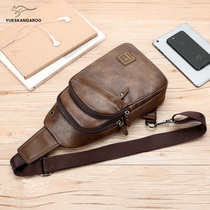 Lesen Kangaroo Chest Bag Men Real Leather Bag Multifunction Single Shoulder Bag Casual Diagonal Satchel Large Capacity Small Backpack Waterproof