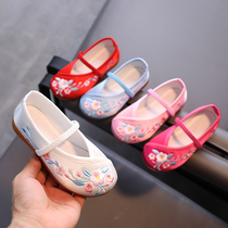 Girls embroidered shoes Old Beijing cloth shoes Baby handmade Hanfu Girls shoes Ancient style Childrens Chinese style costume shoes