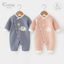 Baby jumpsuit autumn and winter newborn baby thickened warm quilted romper romper bag fart pajamas newborn clothes