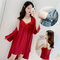 Sleeping Skirt Woman Summer Ice Silk Thin sexy pure desire with chest cushion harness two sets of real silk 2022 New advanced senses