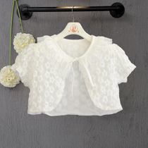Girl shawl small coat Summer Girl short sleeve dress lace cardigan