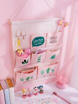 Storage bag door rear bedside bag fabric wall hanging small bag mobile phone Wall rental house