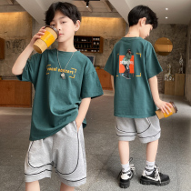 Boy Summer Suit 2022 New Boy Comfort Breathable Pure Cotton Short Sleeve Boys Casual Handsome 2 sets