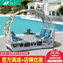 Outdoor Balcony Garden Swing Rattan Woven Chair Four Power Villa Terrace Rocking Chair Indoor and Outdoor Swing Chair Indoor and Outdoor Swing Chair