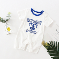 Baby Summer Clothes Short Sleeves Pure Cotton Newborn Full Moon Clothes 0-3 Months Summer 6 Mens Baby 9 One-piece Khaclothes