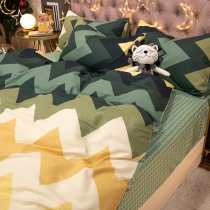 Nordic four-piece 100 cotton cotton simple bed sheets man quilt cover cover bed hats dormitory three-piece bedding 4