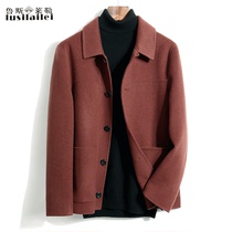 Double-sided woolen coat mens short wool woolen coat autumn and winter lapel casual clothes single breasted cashmere jacket