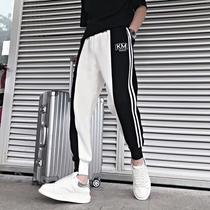 The price-performance ratio is Wang bunch foot pants mens 2021 fall new Korean version Body Trend Collision Color Casual Mens Pants