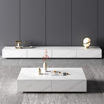 Italian minimalist rock panel TV cabinet Coffee table combination Nordic modern simple light luxury size apartment living room highland cabinet
