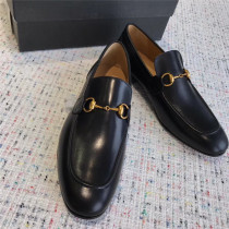 European station business casual leather shoes mens metal horseshoe buckle calfskin a pedal horse buckle basic Lofu shoes