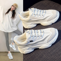 2021 autumn new sports shoes female thick-soled white shoes Korean trend versatile casual breathable father shoes