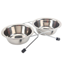 Stainless Steel pet bowl with non slip bracket dog befell medi