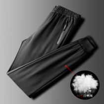 Winter small stove windproof warm thick white duck down casual pants mens small foot slim down pants extended