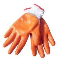 Latex anti-slip abrasion-resistant thickened hand guard construction dip gel pvc flat hanging yellow bleached labour gloves
