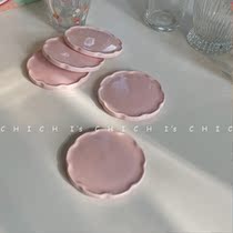 CHICHIs Cocoa Love Pink Flower-shaped Ceramic Coaster Insulation Mat