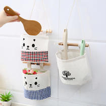 Door rear storage bag simple cotton linen fabric hanging storage bag wall storage hanging pocket wall storage bag