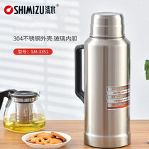 Clear Water household stainless steel hot water bottle glass liner tea bottle thermos student dormitory large capacity boiling water kettle