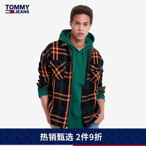 Tommy 21 new spring and autumn men Street tide personality check double-sided wear loose long sleeve shirt 09693