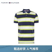 TOMMY HILFIGER MENS FASHION COTTON STRIPED LAPEL SHORT SLEEVE POLO SHIRT MW0MW13478
