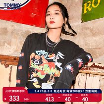 Tommy (special series) for men and women with the same spring and summer trend cartoon printed long sleeve T-shirt DM0DM12199