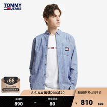 Tommy 21 new early autumn mens classic fashion pure cotton patch flag long-sleeved denim shirt 07922