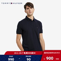 Official Tommy men Spring Summer Classic business style solid color embroidered logo lapel short sleeve polo shirt 17770